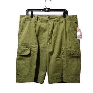 Rio Sportswear Men's Green Brushed Cotton Bermuda Cargo Shorts Size 38